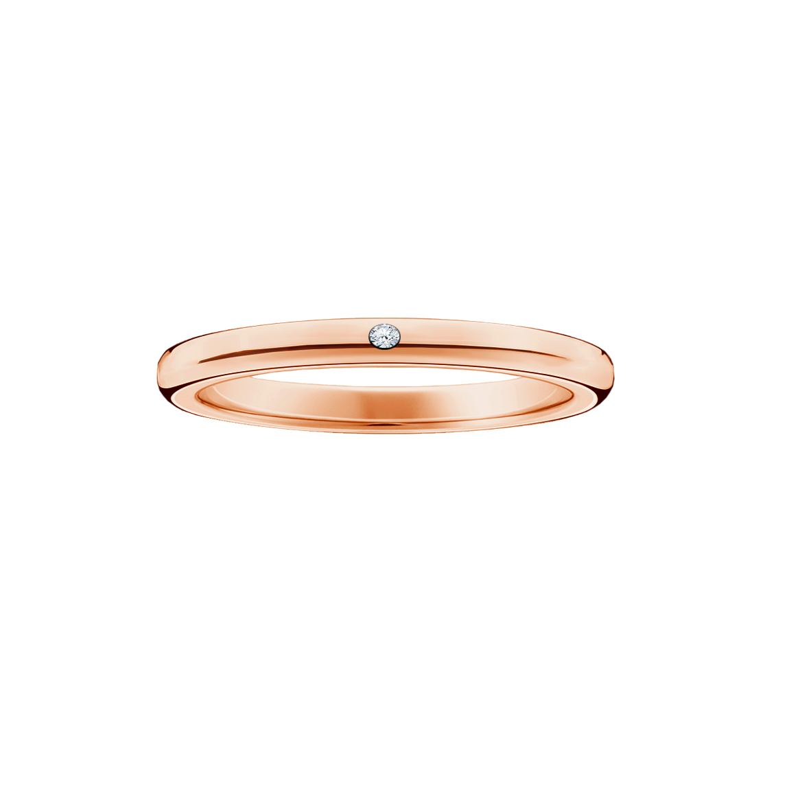 alianca meia cana ouro rosa 1 diamante 18k