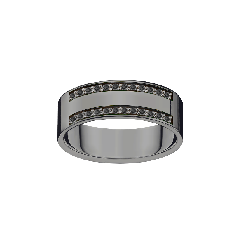 anel ouro negro paladinado e diamantes negros
