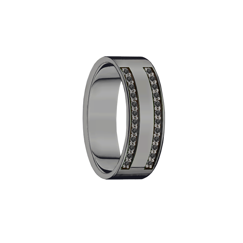 anel ouro negro paladinado e diamantes negros 6,0 mm