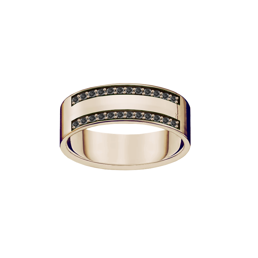 Anel Ouro Sephia® e Diamantes Negros - SYÁ 6,0 mm