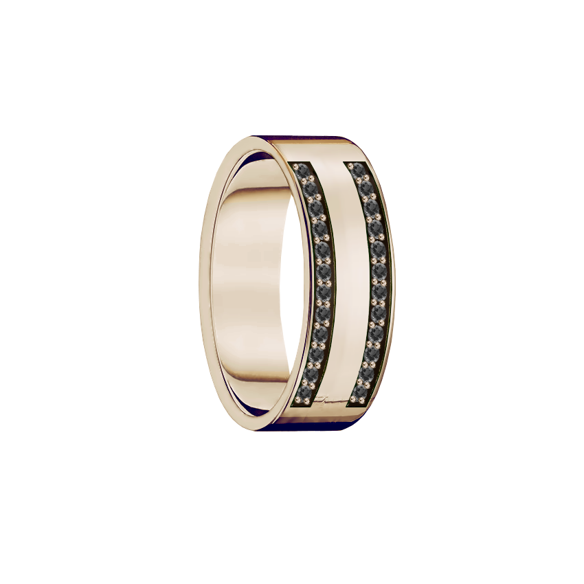Anel Ouro Sephia® e Diamantes Negros - SYÁ 6,0 mm