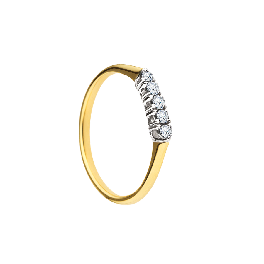 meia alianca de diamantes, ouro amarelo e branco