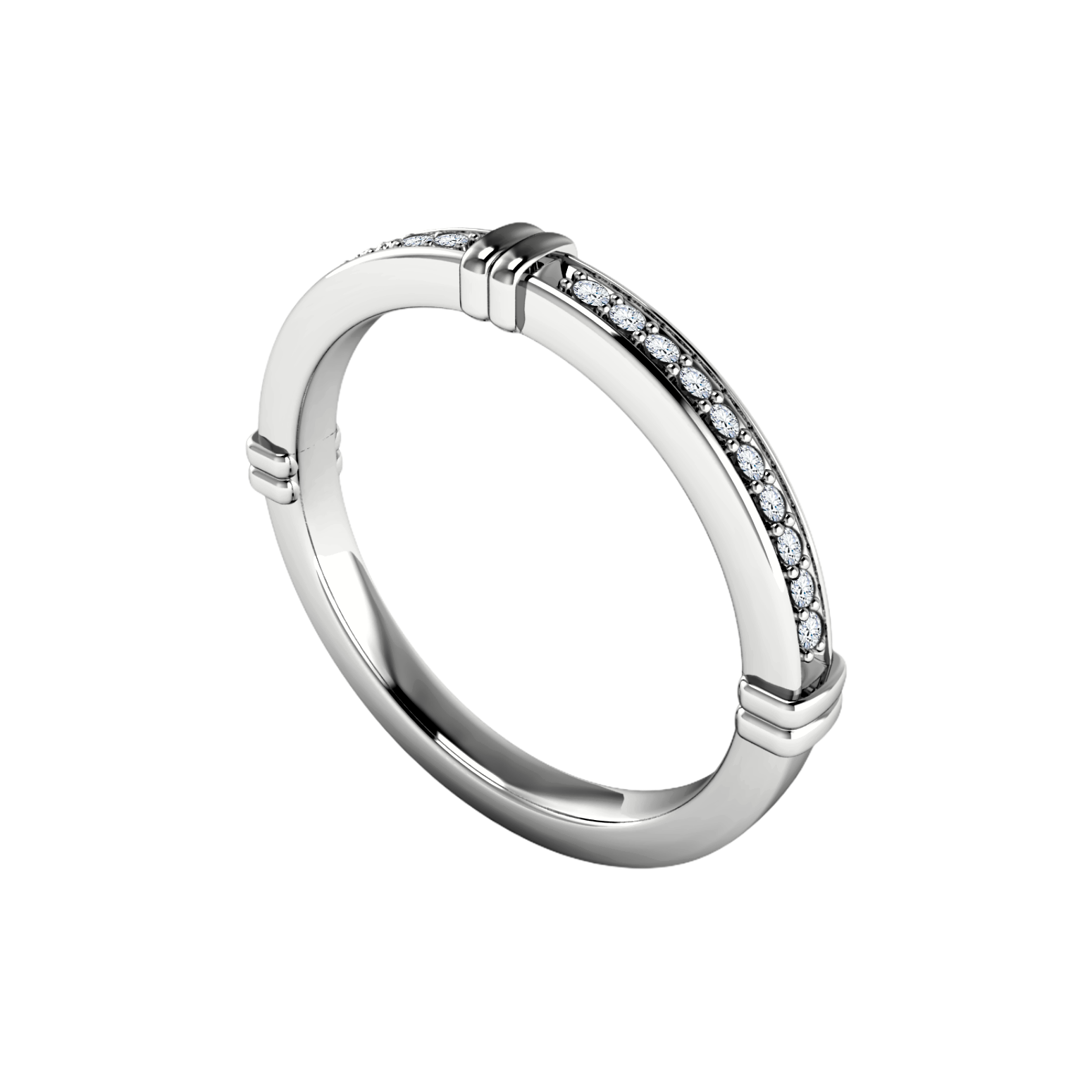 anel aparador ouro branco com diamantes, diferente