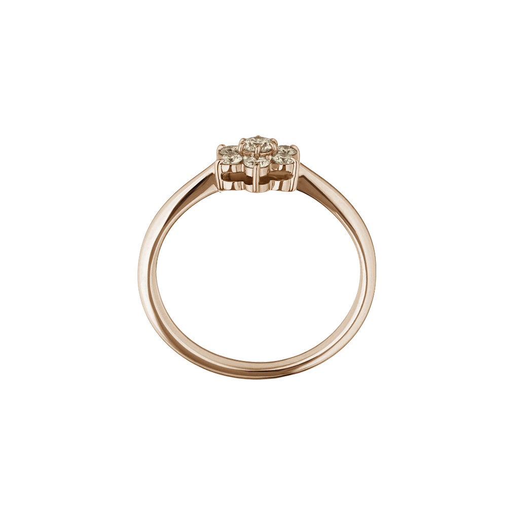 Anel Solitário Chuveiro de Diamantes Cognac, Ouro Sephia® - POSY L