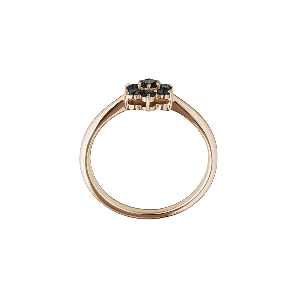 Anel Solitário Chuveiro de Diamantes Negros, Ouro Sephia® - POSY L