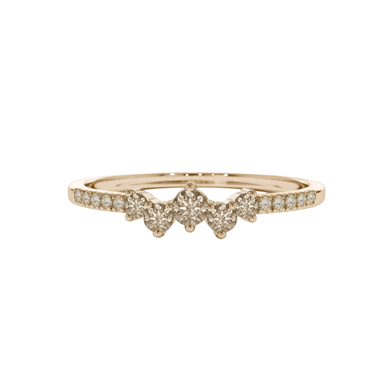 Anel de Diamantes Cognac, Ouro Sephia® - HEART BEAT Siders
