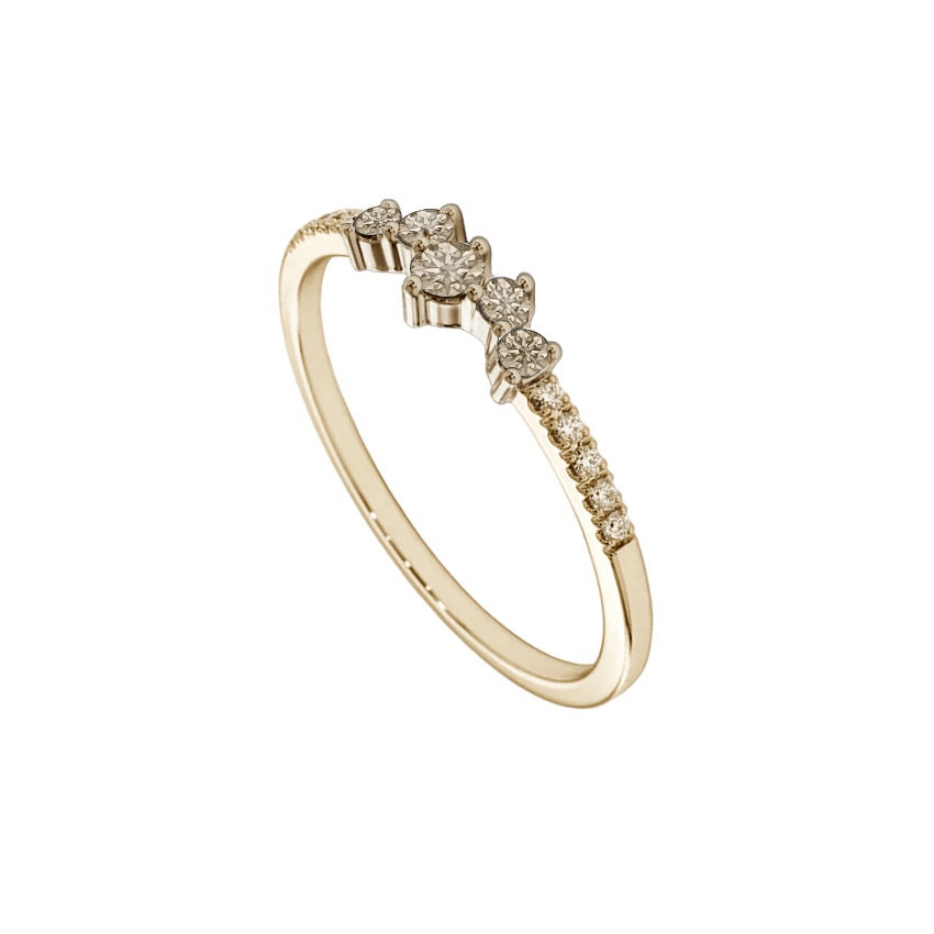 Anel de Diamantes Cognac, Ouro Sephia® - HEART BEAT Siders