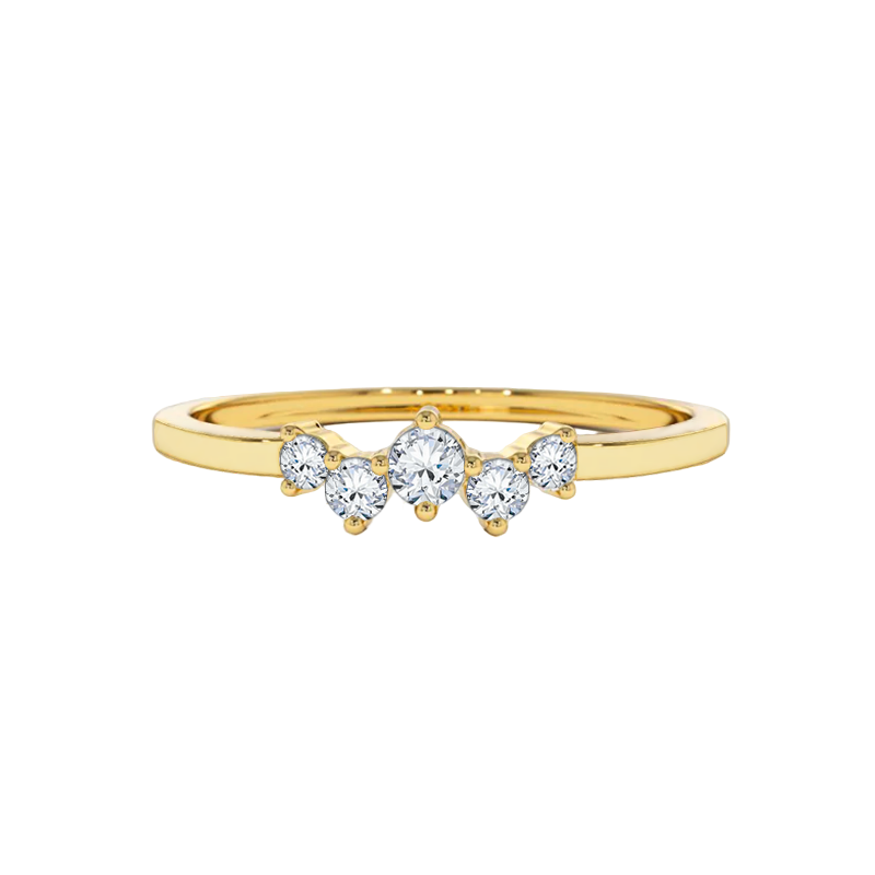 Anel de Diamantes Tamanhos Sortidos, Ouro Amarelo - HEART BEAT