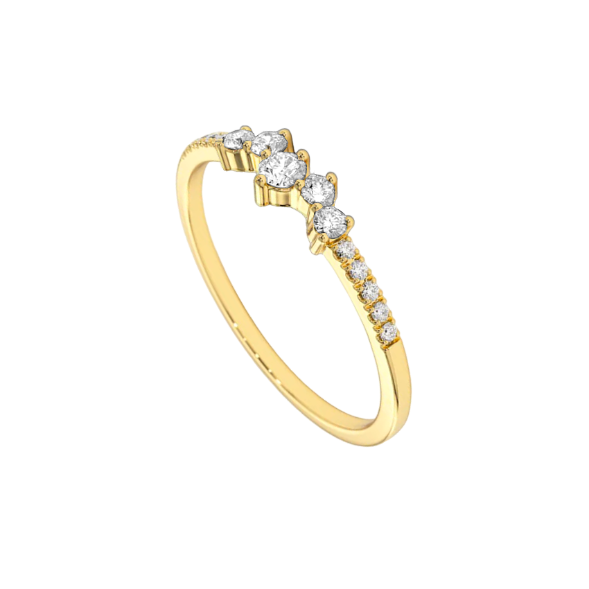 Anel de Diamantes, Ouro Amarelo - HEART BEAT Siders