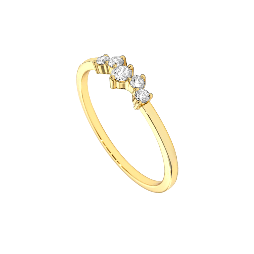 Anel de Diamantes Tamanhos Sortidos, Ouro Amarelo - HEART BEAT