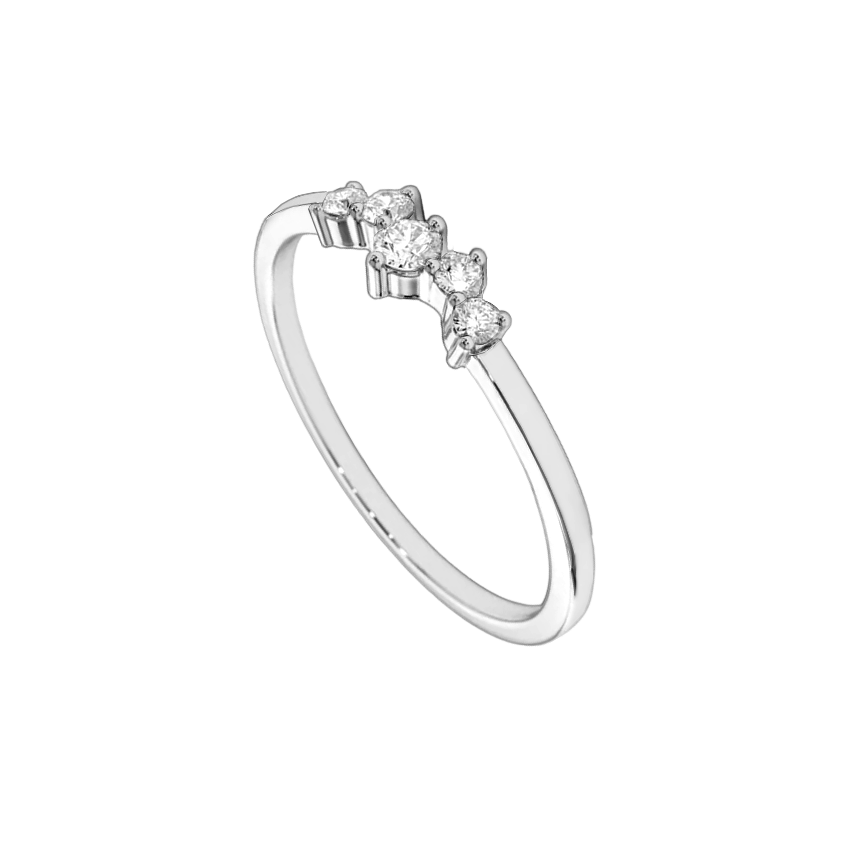 Anel de Diamantes Tamanhos Sortidos, Ouro Branco - HEART BEAT