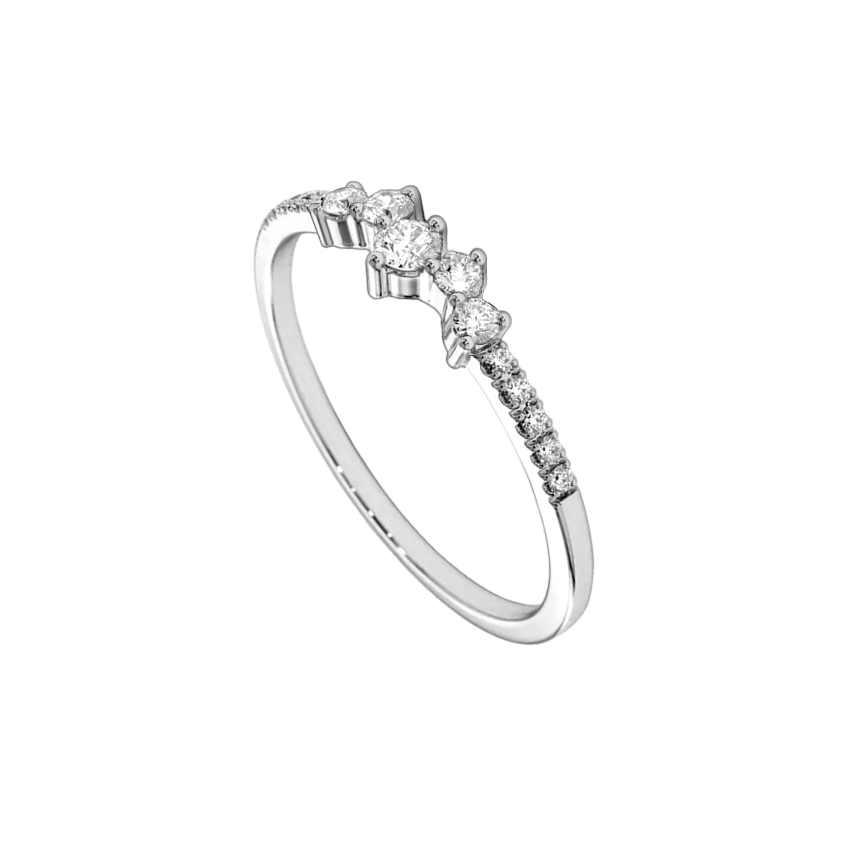 Anel de Diamantes, Ouro Branco - HEART BEAT Siders