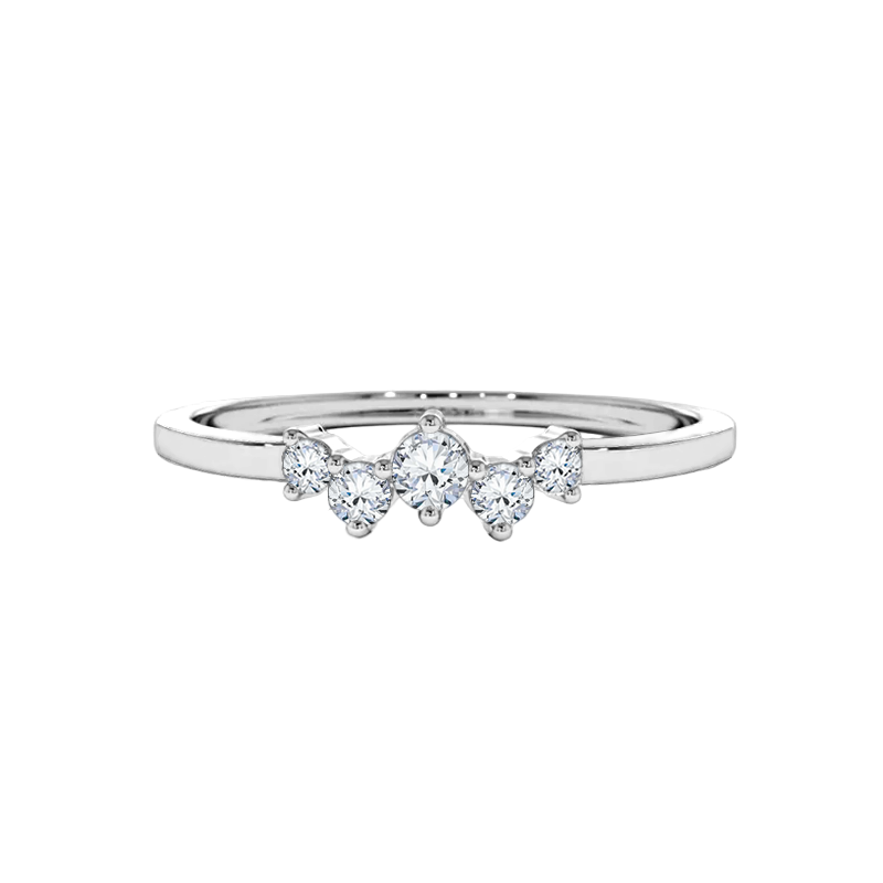 Anel de Diamantes Tamanhos Sortidos, Ouro Branco - HEART BEAT