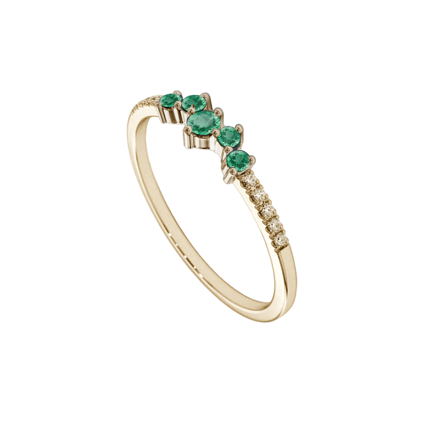 Anel de Esmeraldas e Diamantes, Ouro Sephia® - HEART BEAT Siders