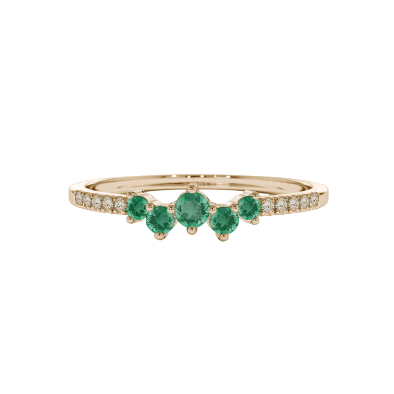 Anel de Esmeraldas e Diamantes, Ouro Sephia® - HEART BEAT Siders