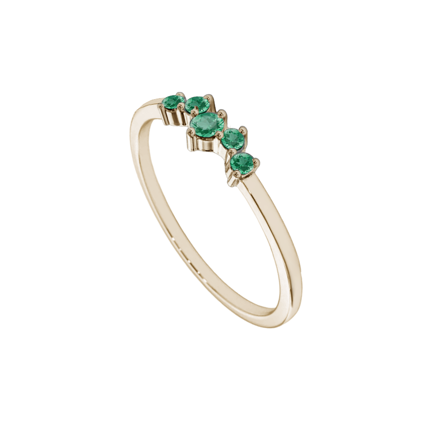Anel de Esmeraldas Tamanhos Sortidos, Ouro Sephia® - HEART BEAT