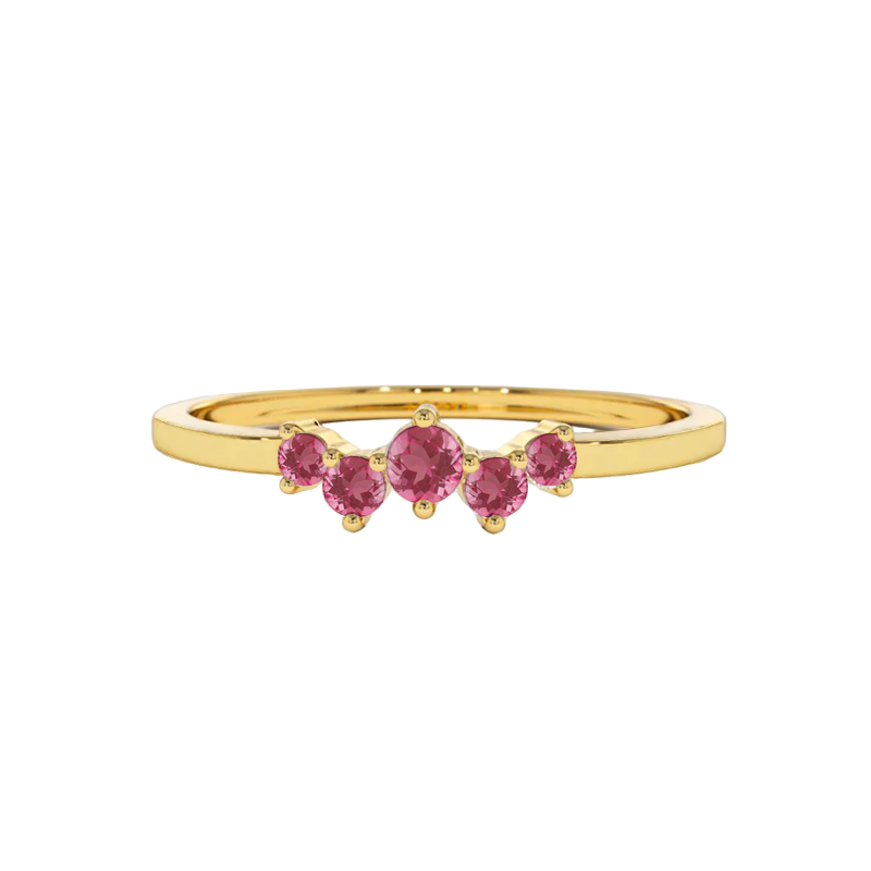 Anel de Rubis Tamanhos Sortidos, Ouro Amarelo - HEART BEAT