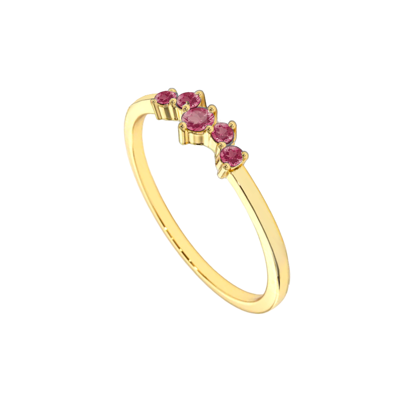 Anel de Rubis Tamanhos Sortidos, Ouro Amarelo - HEART BEAT