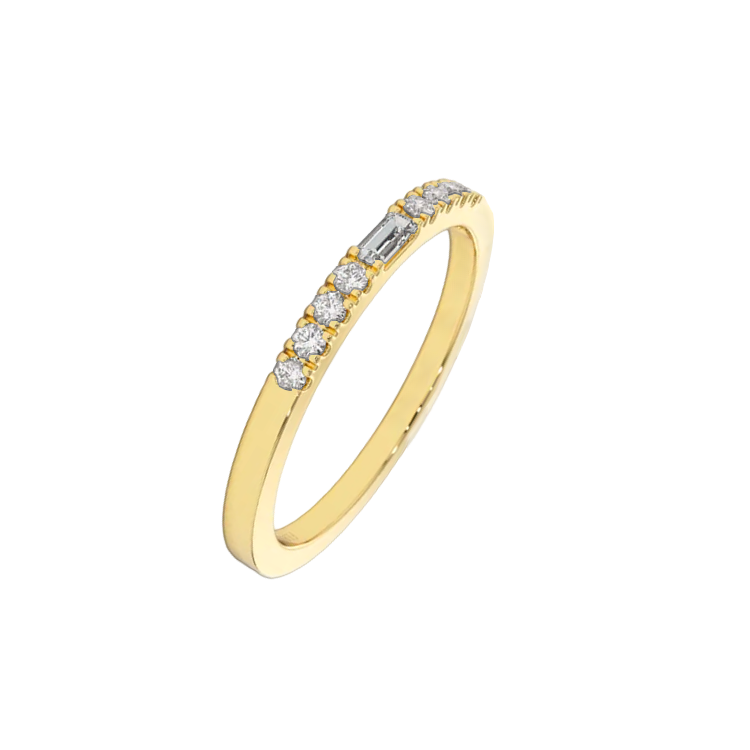 Anel Diamante Baguette e Diamantes, Ouro Amarelo - BAGUETTE