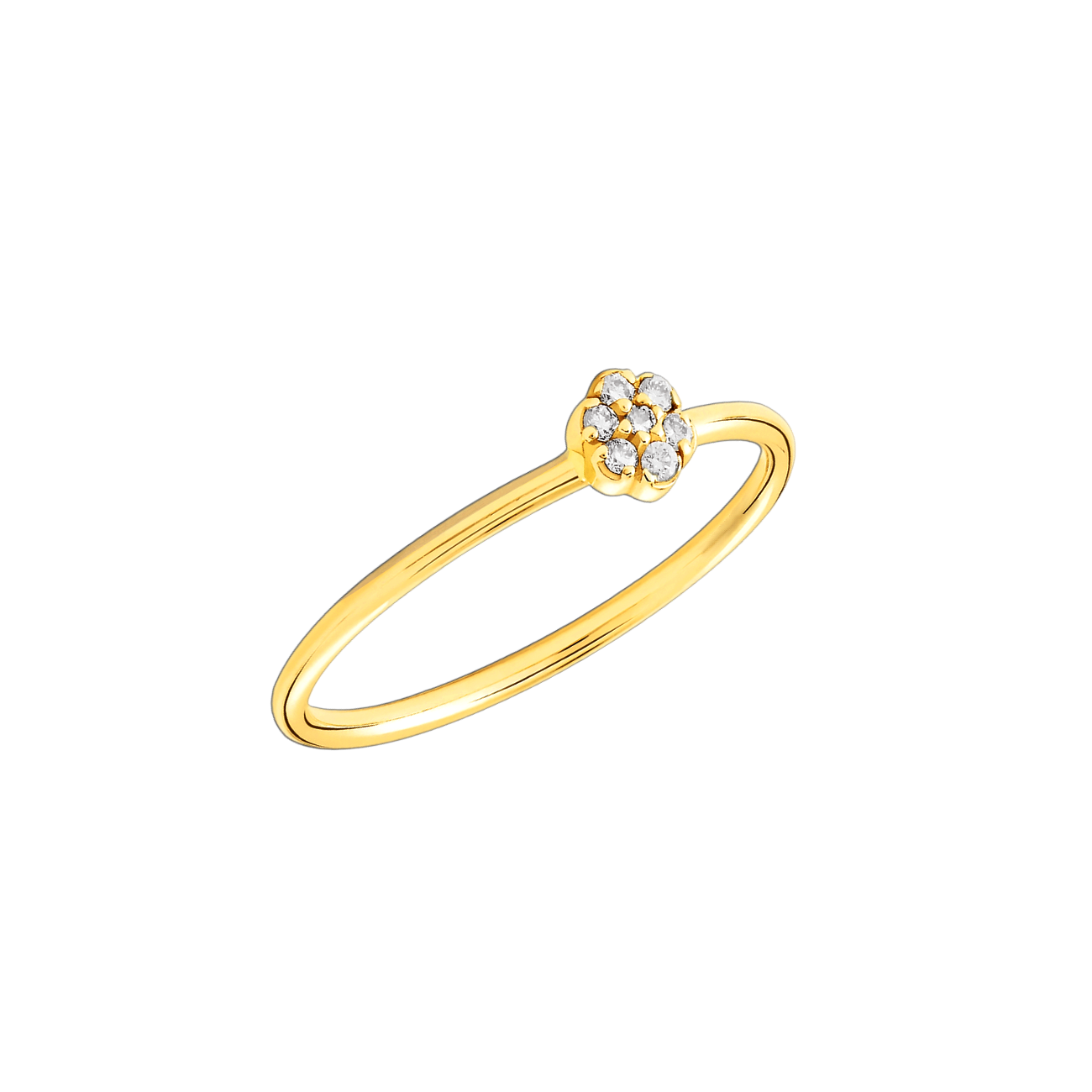 Anel Fino Florzinha em Ouro Amarelo e Diamantes - LUDI