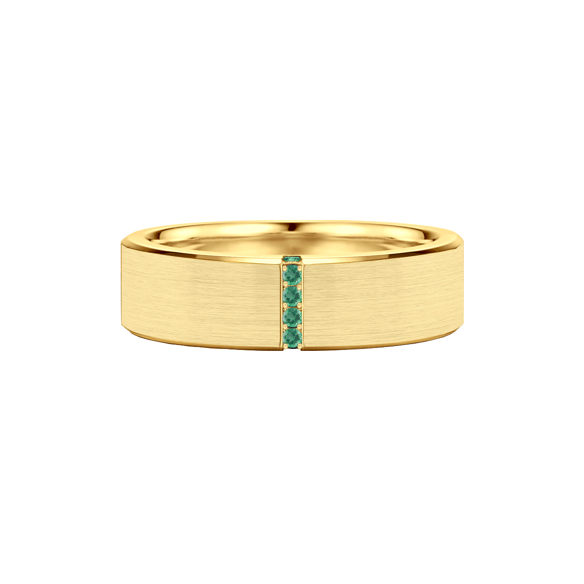 Anel Largo Ouro Amarelo com Esmeraldas Verdes - MYRA
