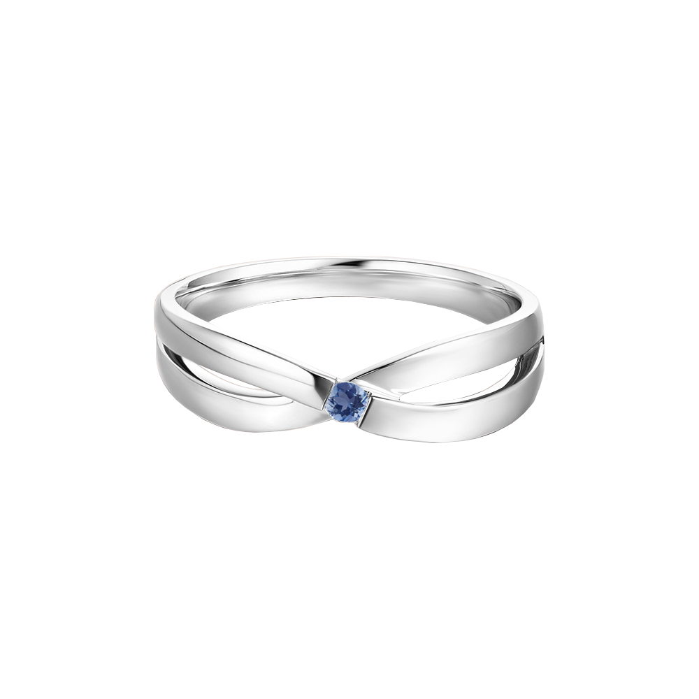 anel infinito ouro branco e safira
