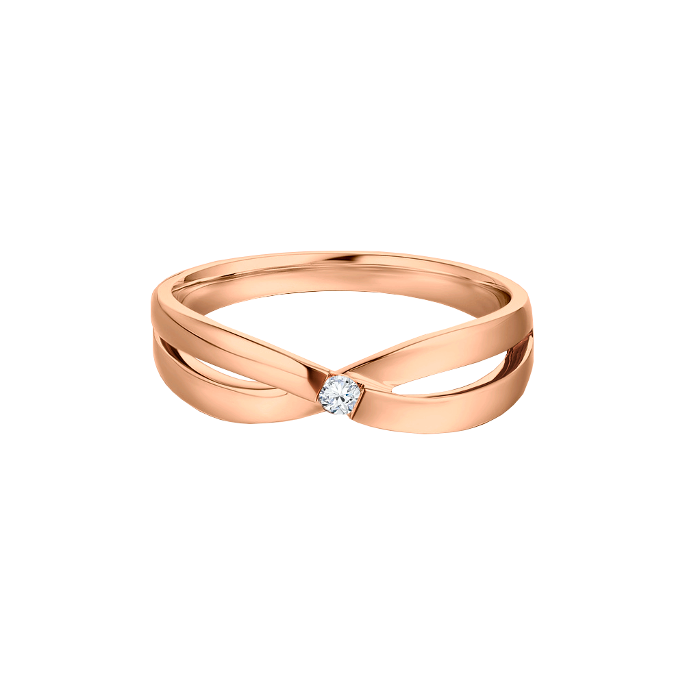 alianca motivo infinito ouro rosa com diamante