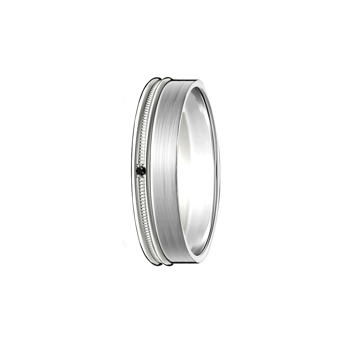 Anel ouro branco, diamante negro