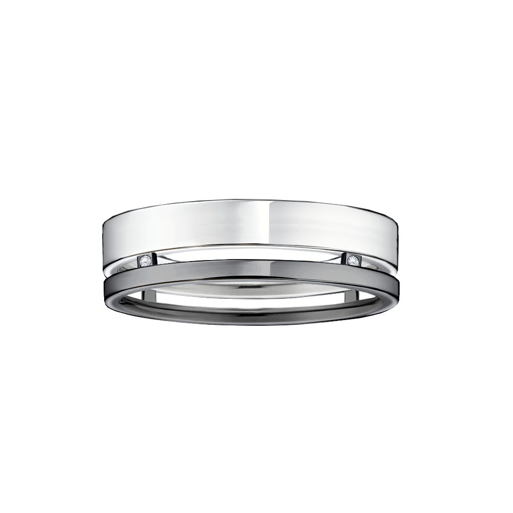 aliança ouro branco e negro com diamantes