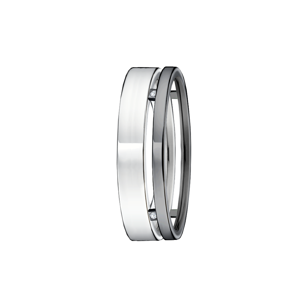 anel ouro branco e negro paladinado diamantes DYPLO L