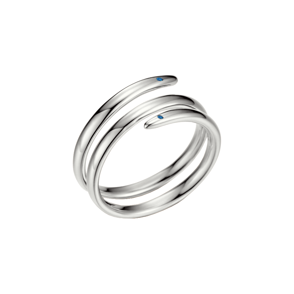 anel espiral ouro branco safiras