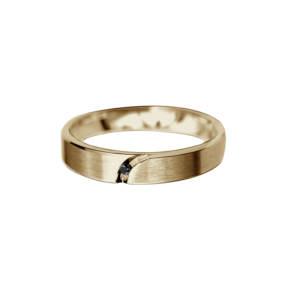 anel ouro champagne, nobre com 1 diamante negro