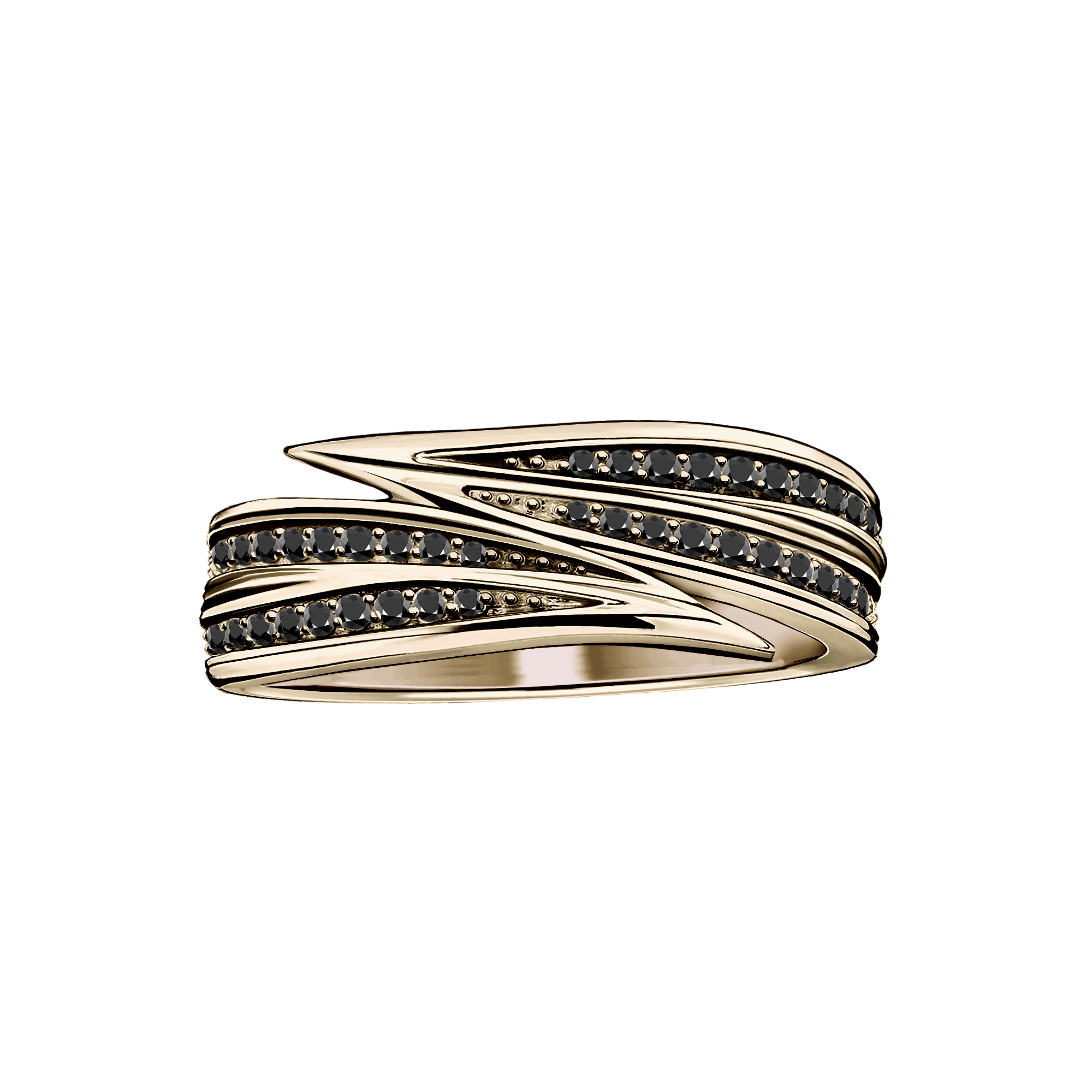 anel ouro champagne SEPHIA diamantes negros