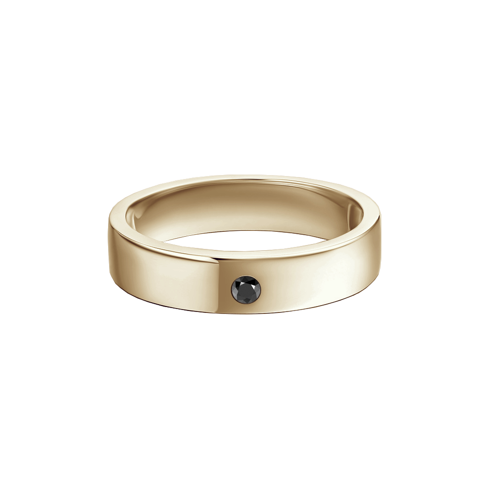 anel reto ouro champanhe com 1 diamante negro