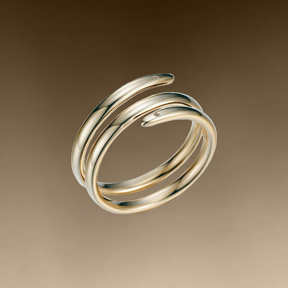 Anel Espiral Ouro Sephia® e Diamantes Champagne - EFFORÍA