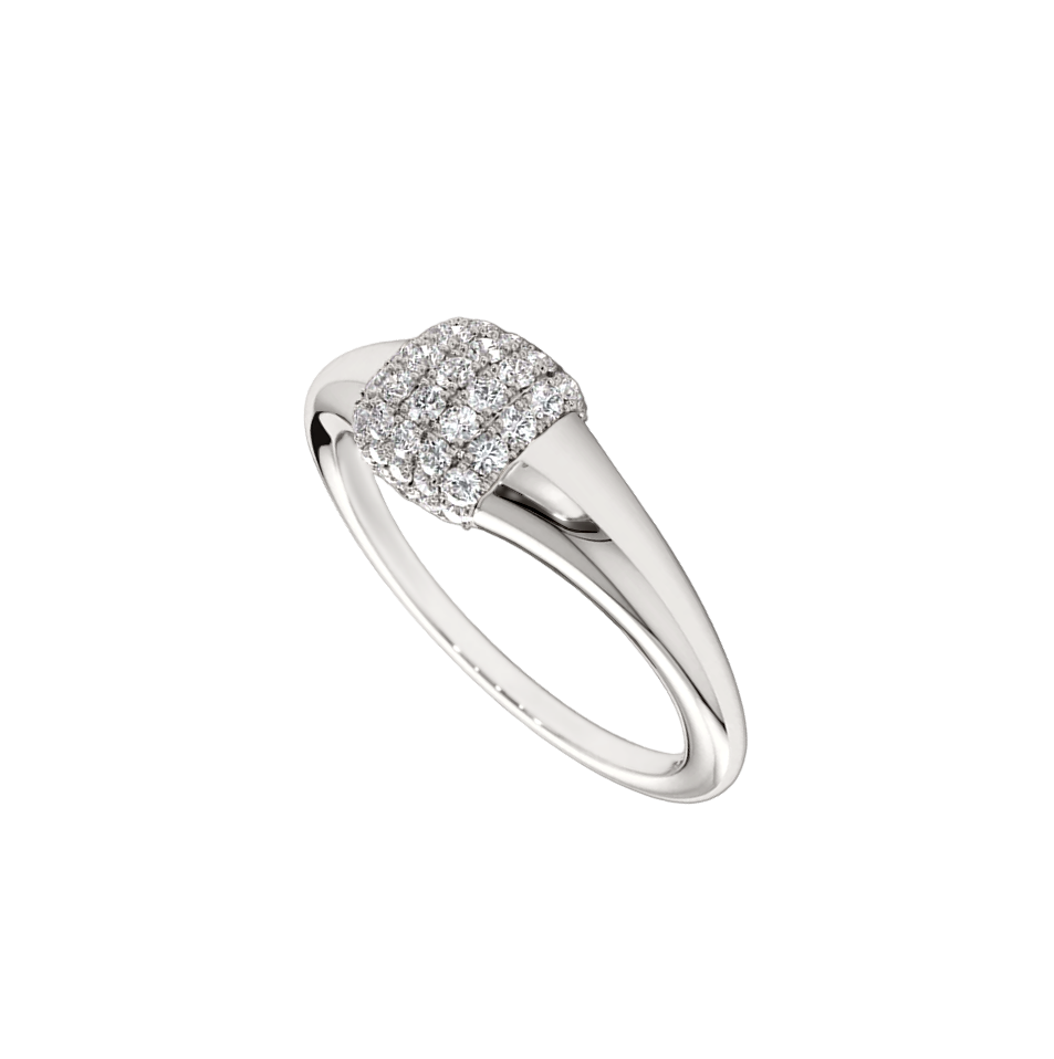Anel de Diamantes, Ouro Branco - FLORIDIAN Signet