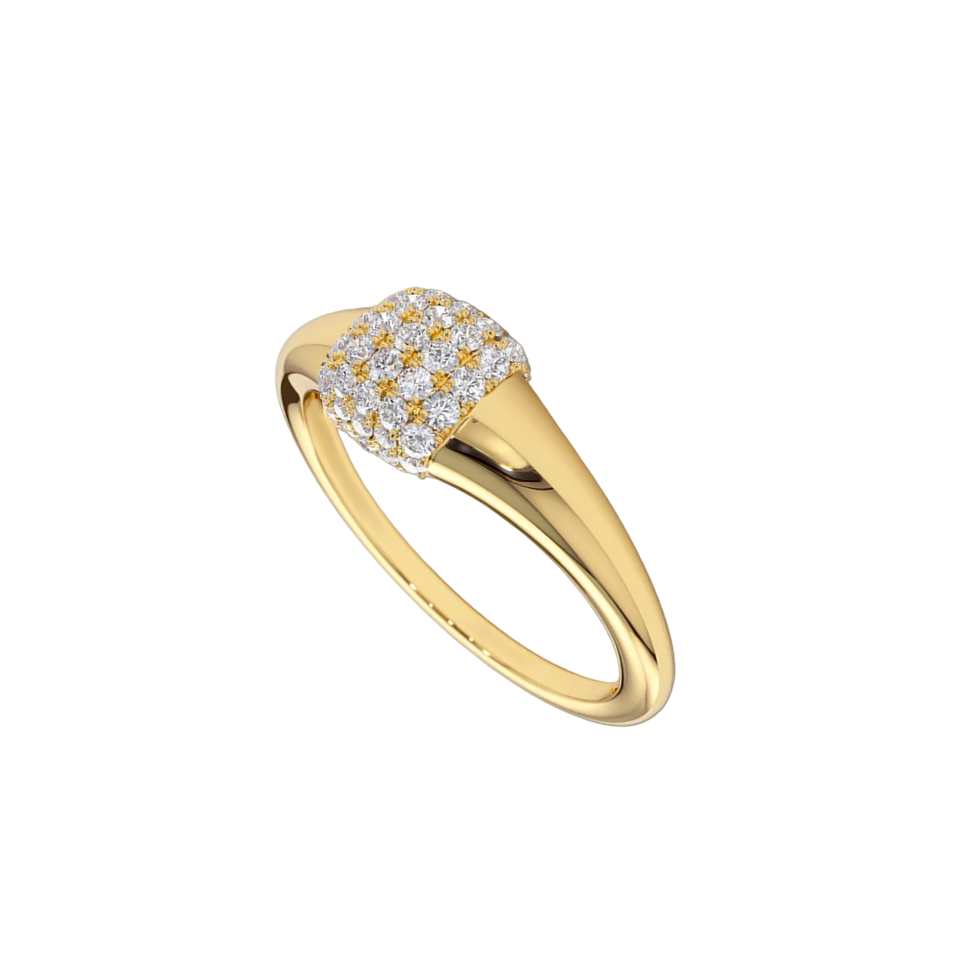 Anel de Diamantes, Ouro Amarelo - FLORIDIAN Signet