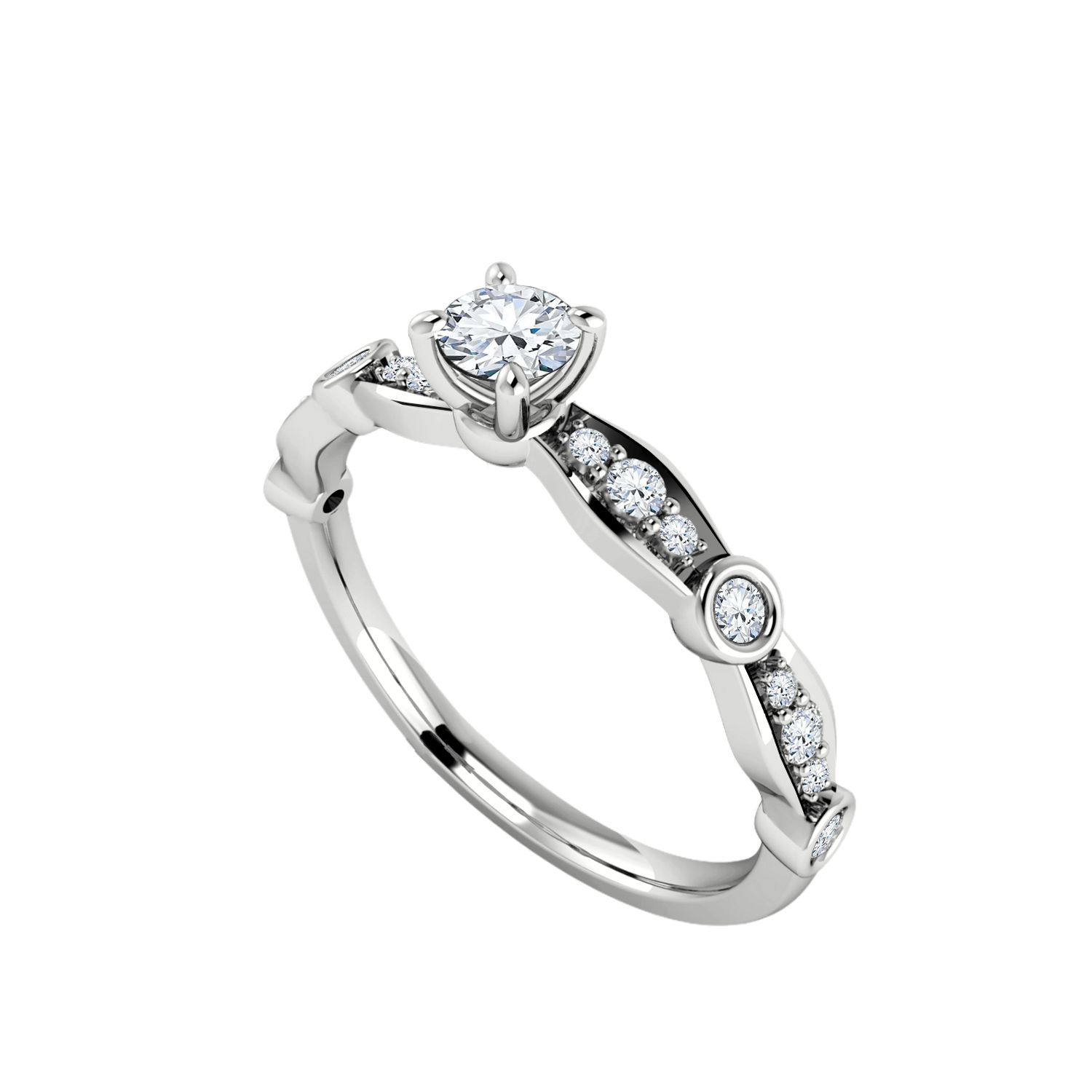 anel de noivado ouro branco e diamantes