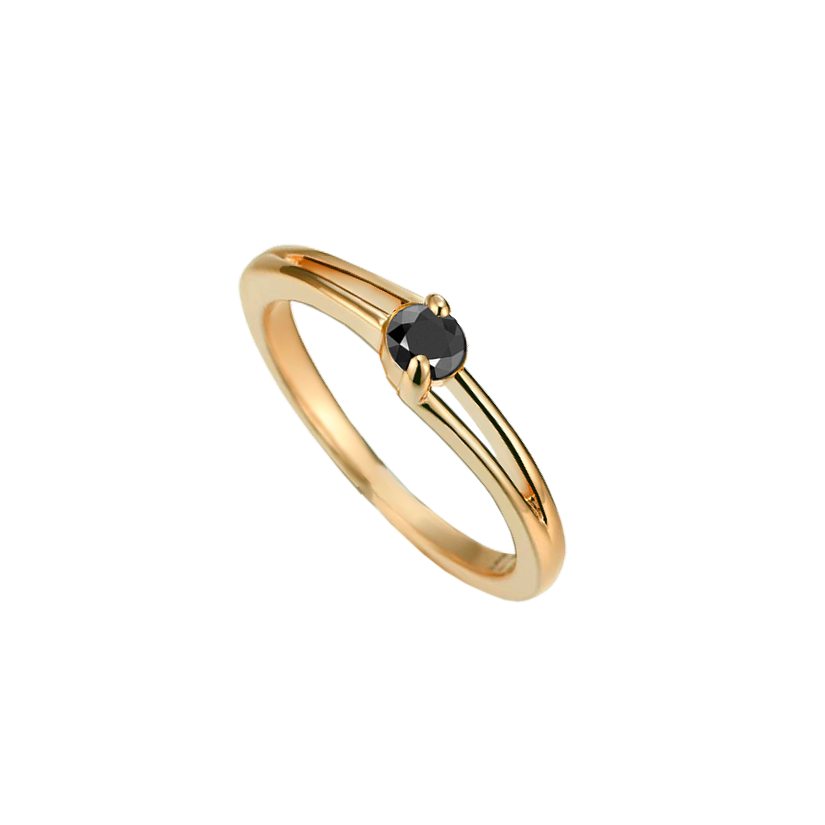 anel diamante negro solitario ouro amarelo
