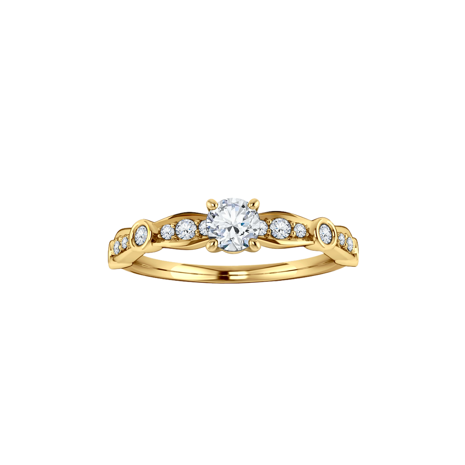 anel solitario de diamantes ouro amarelo