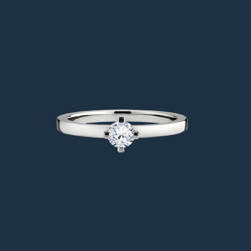 anel solitário ouro branco, diamante 10 pontos