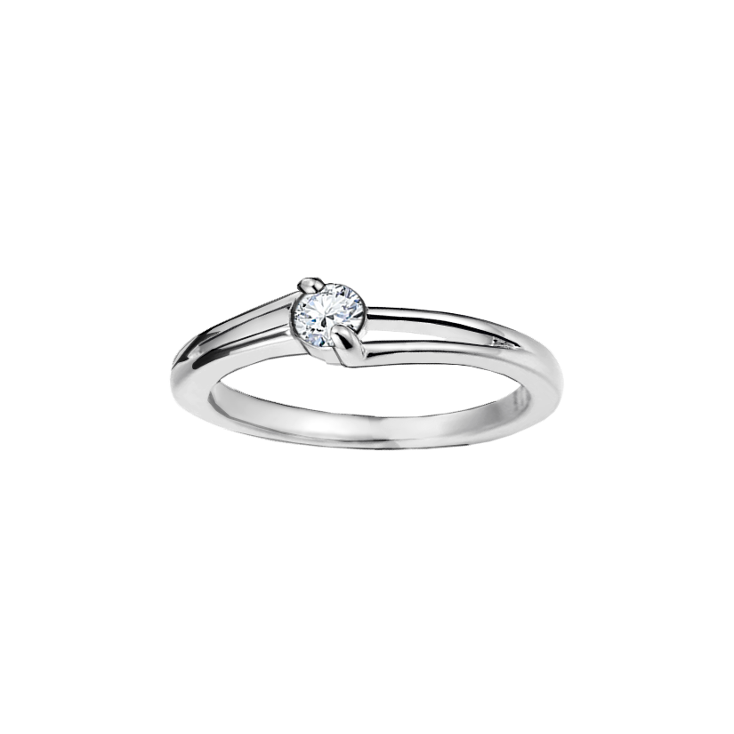 anel solitario ouro branco de diamante