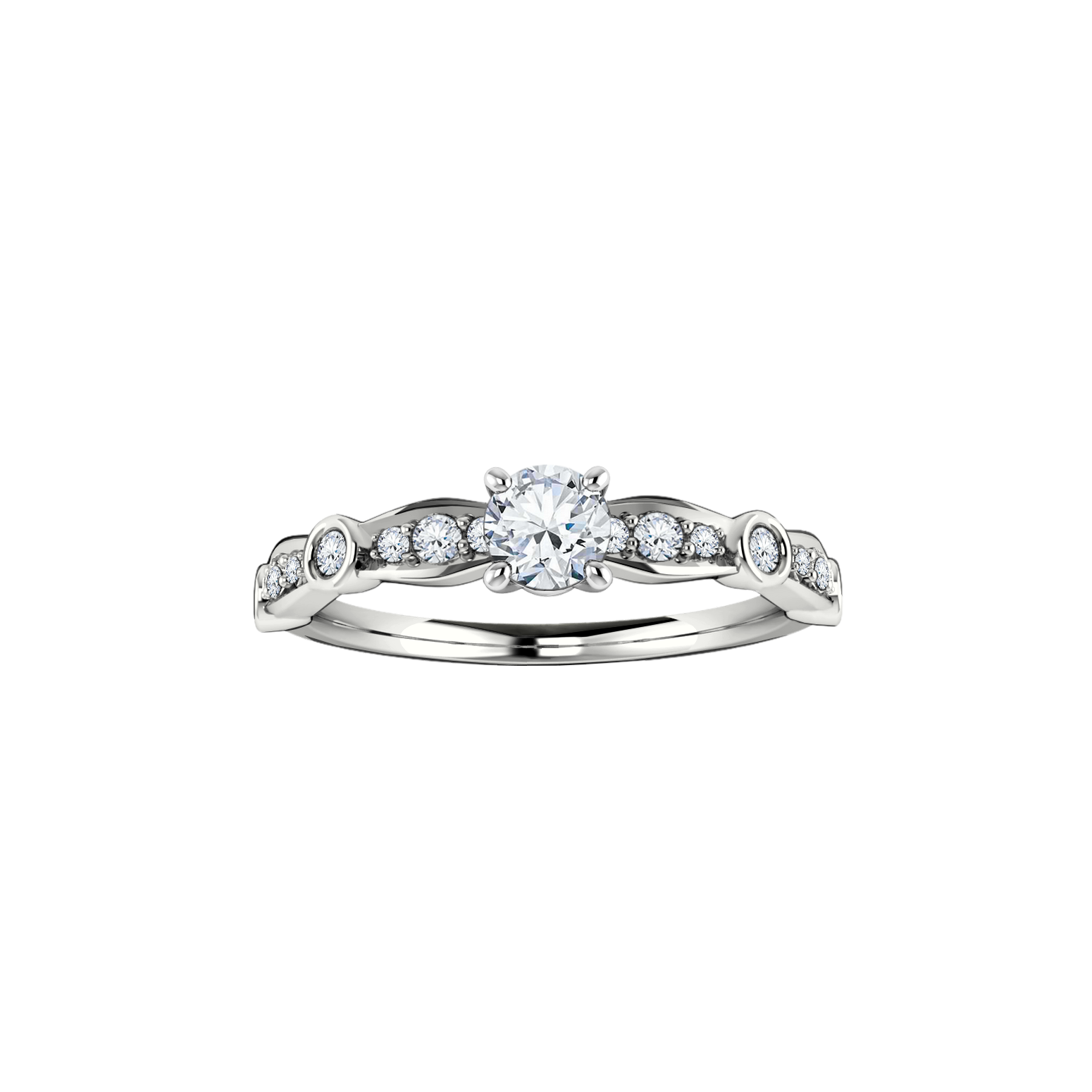 anel solitario ouro branco e diamantes