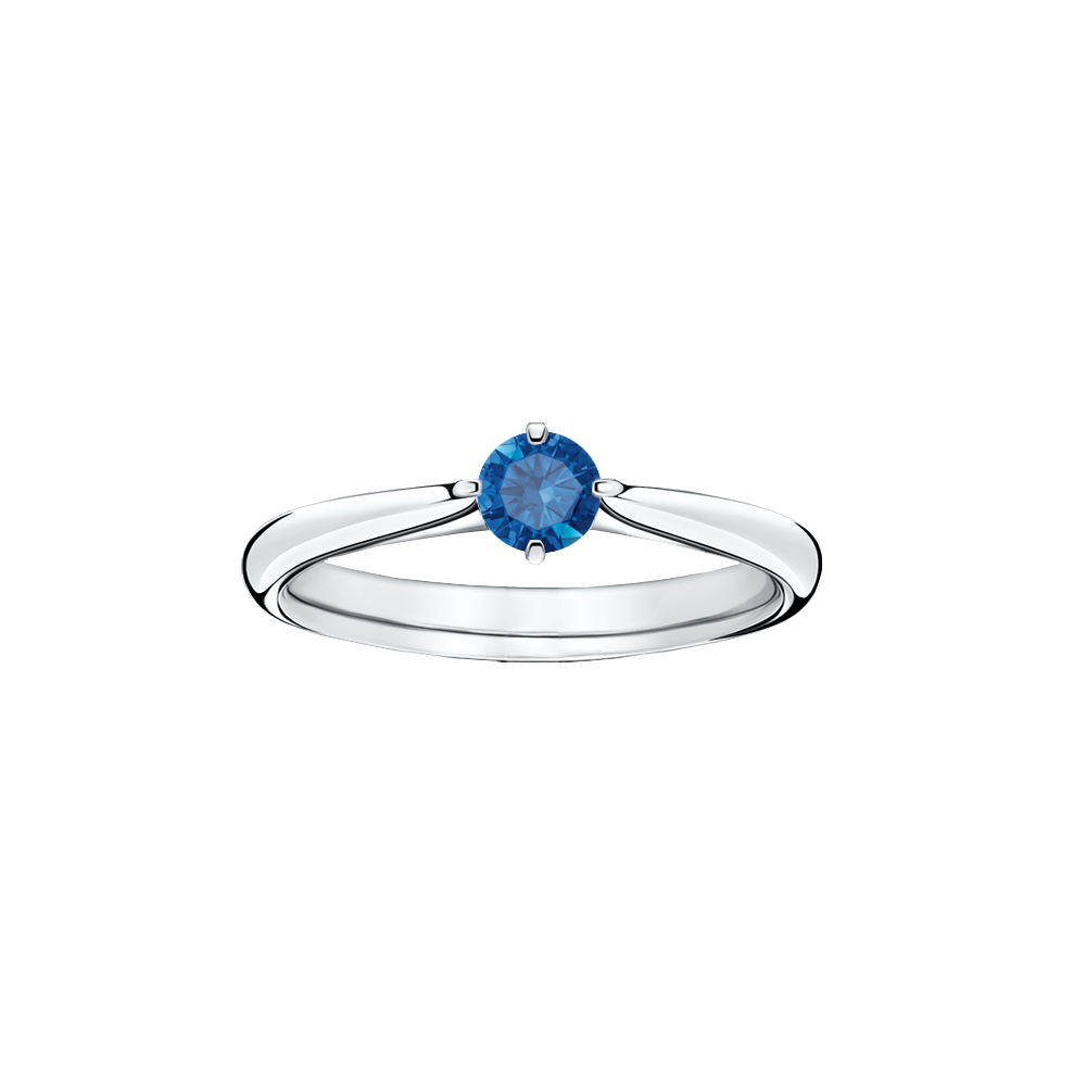 anel safira ouro branco 4 garras