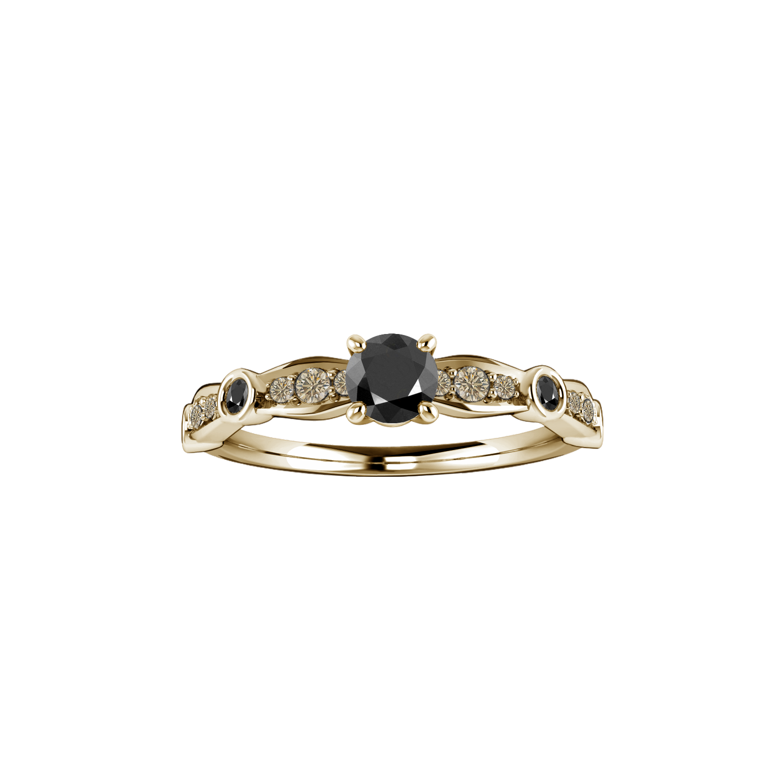 anel solitario ouro champanhe e diamantes
