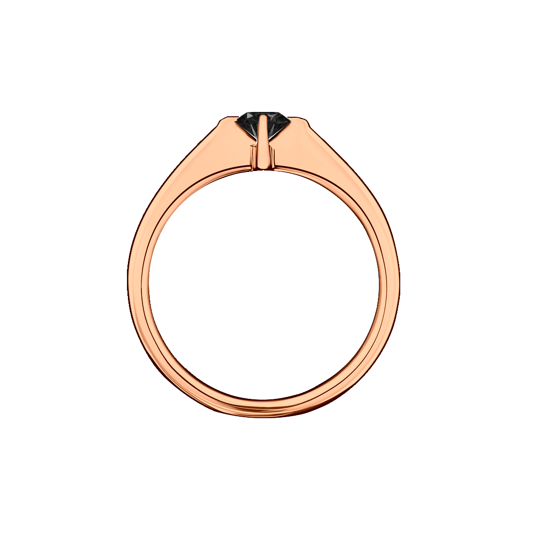 Anel Solitário Ouro Rosa de Diamante Negro - ASTÉRI