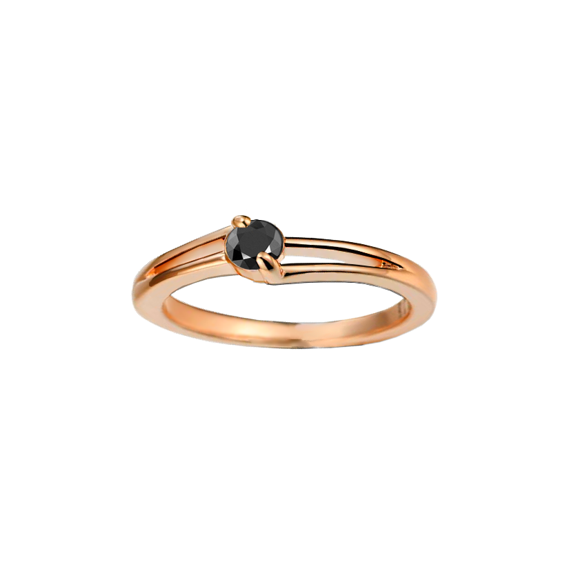 anel solitário diamante negro, ouro rosa