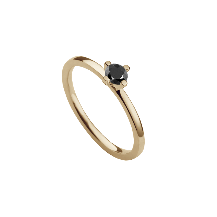 Anel Solitário Ouro Sephia®, Diamante Negro - MAEAK 4 Garras
