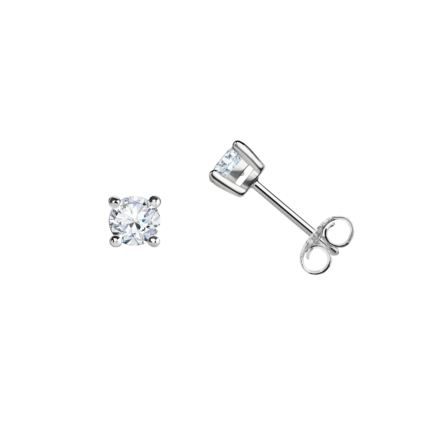 brinco ponto de luz 4 garras diamantes ouro branco
