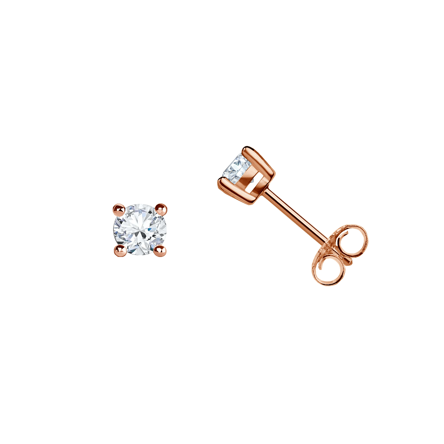 brinco ponto de luz ouro rosa diamantes
